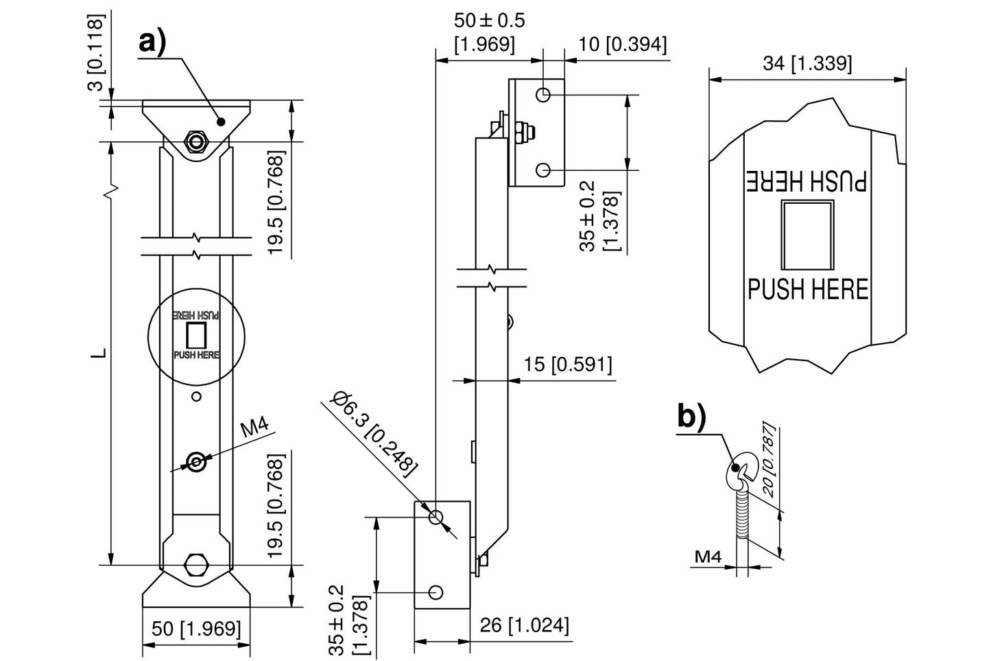 Dirak Telescopic Door Cover Stay