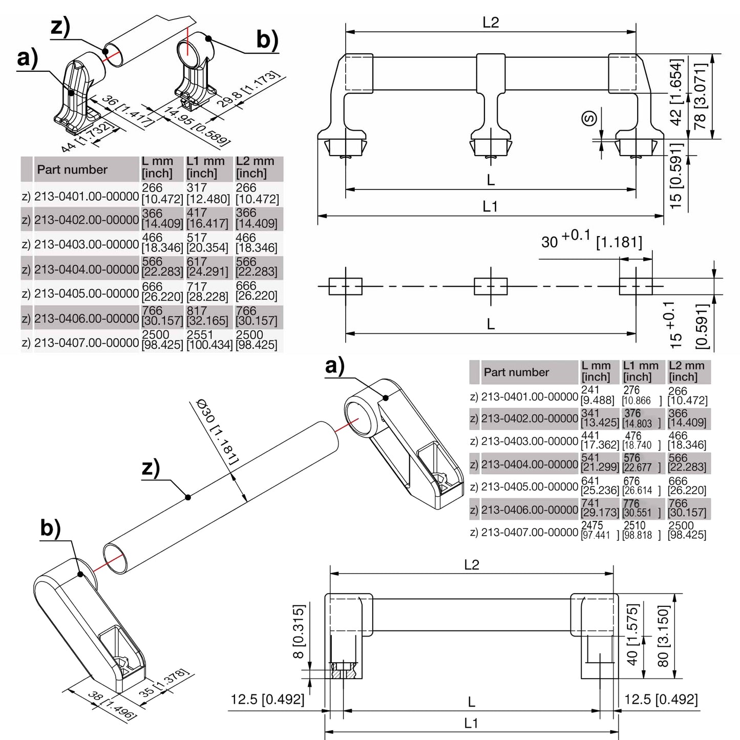 DIRAK 6-1600: Pipe Handle System - Tube / Pipe ONLY (Steel)