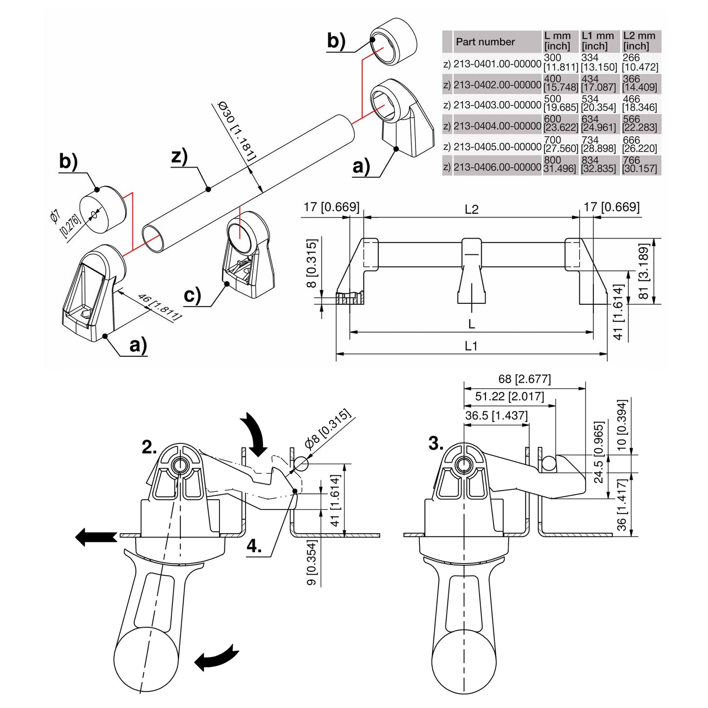 DIRAK 6-1600: Pipe Handle System - Tube / Pipe ONLY (Steel)