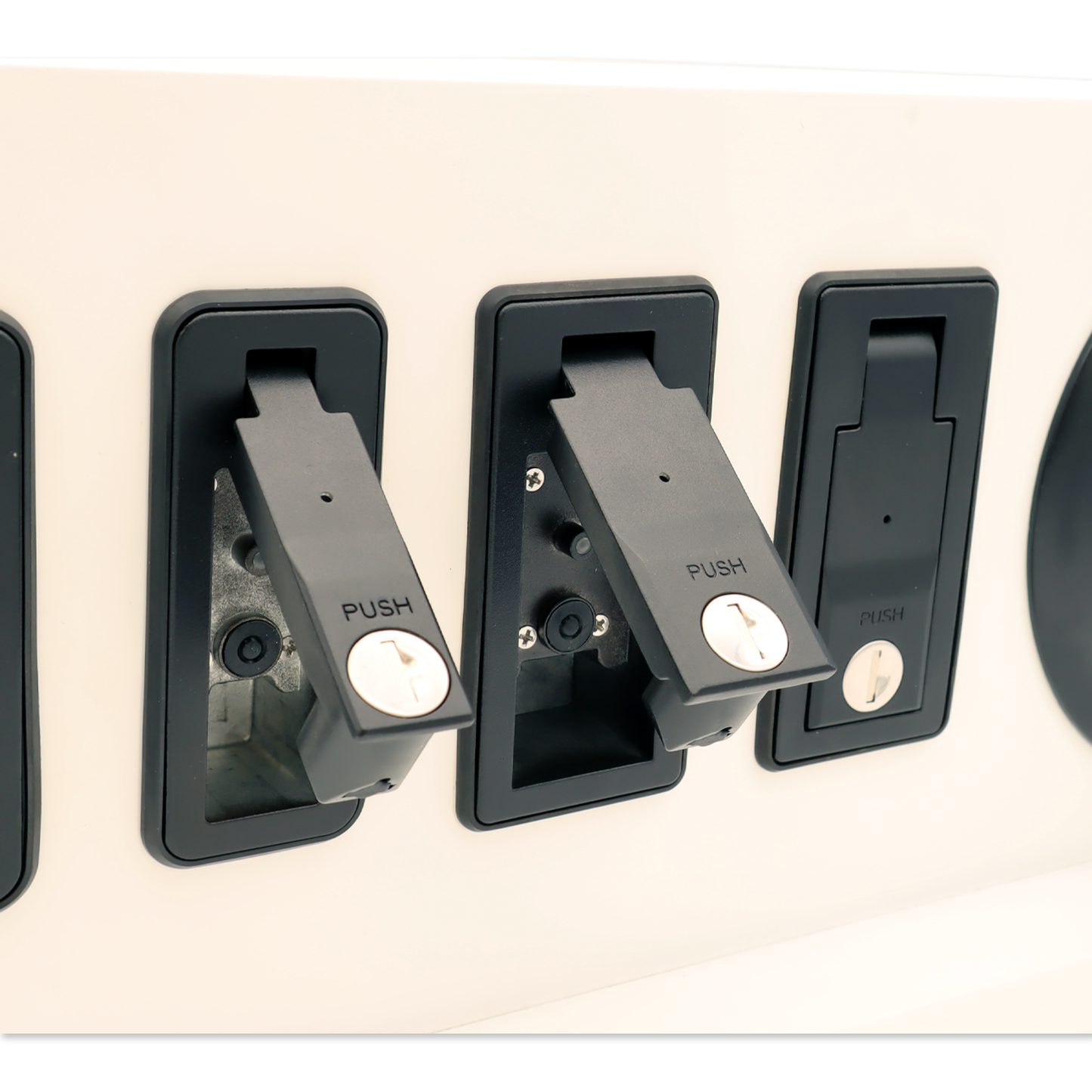 ELS | NP0044: Full Length Push-Button Compression Latch, Int. Central Locking - Small (Black, 6V)