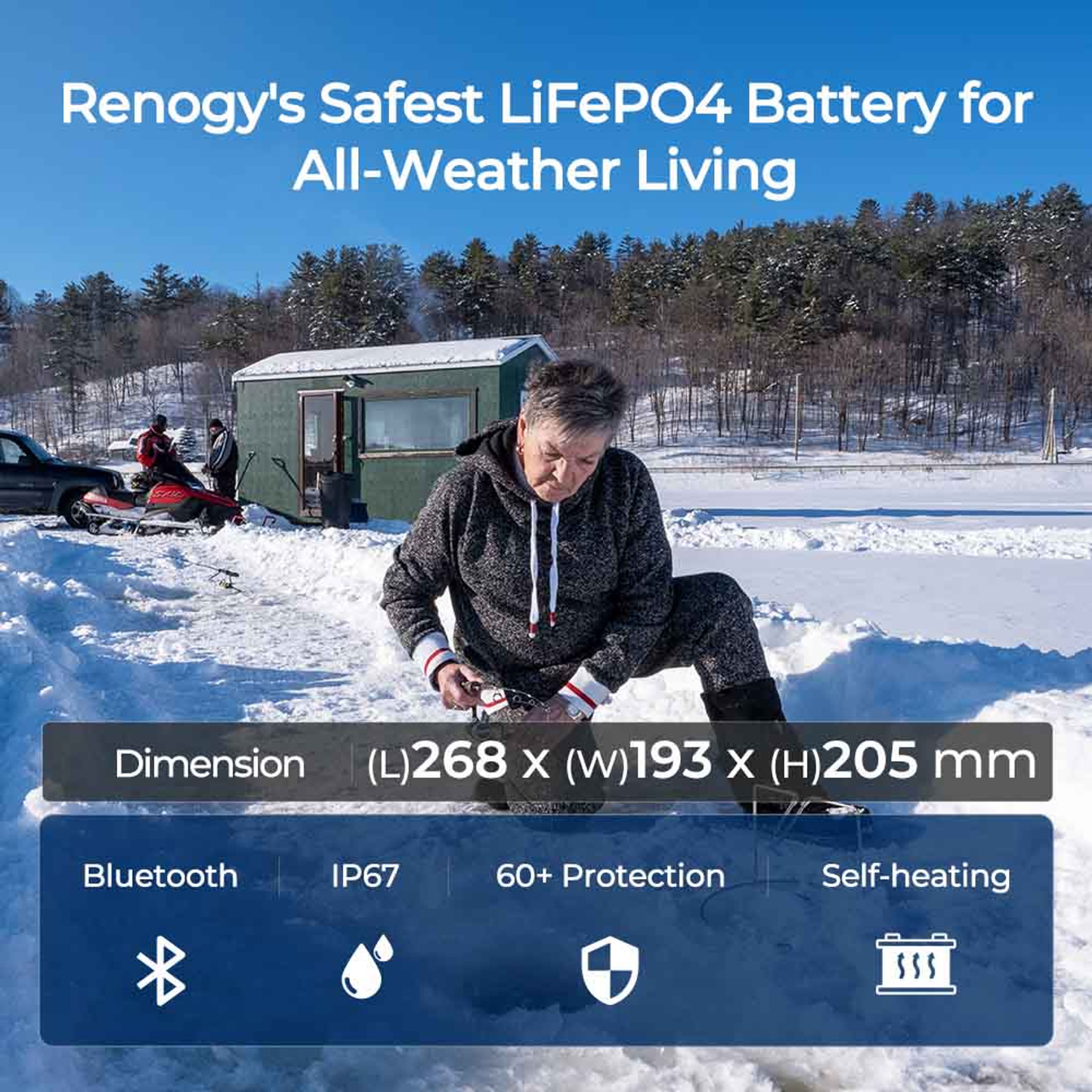 RENOGY PRO 12V 100A Smart Lithium Iron Phosphate Battery w/Self-Heating + Bluetooth
