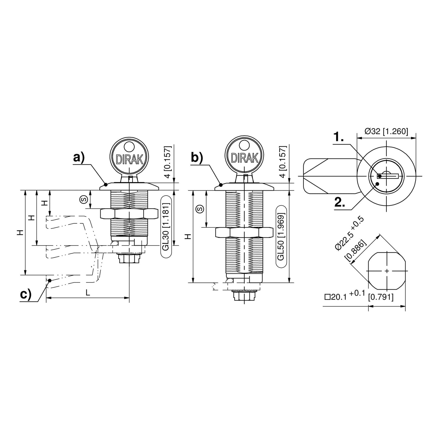 Dirak Quarter Turn - 30mm Housing