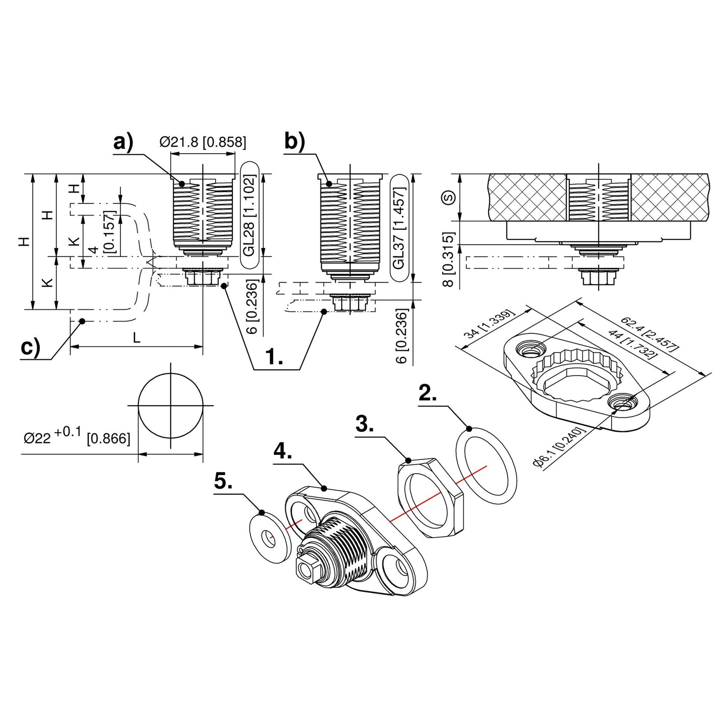 Dirak Flush-mounted Compression Latch - Stainless Steel