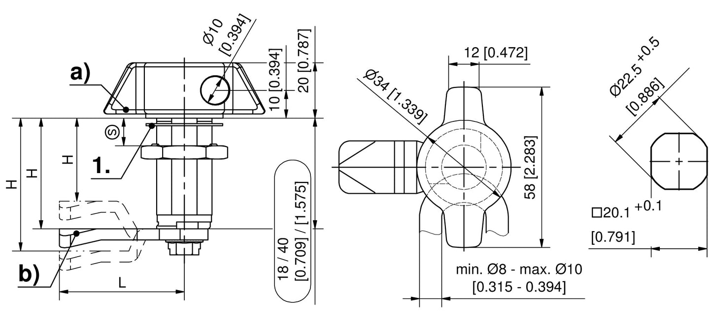 Dirak Padlockable Wing Handle - Black