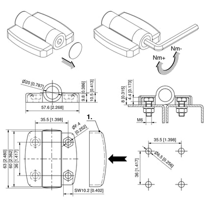 Dirak Torque Butt Hinge Pr01 270°