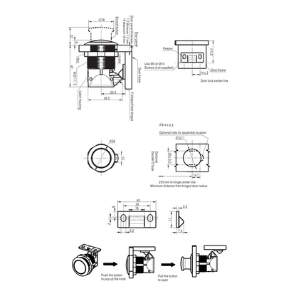 Push Handle Knob Latch