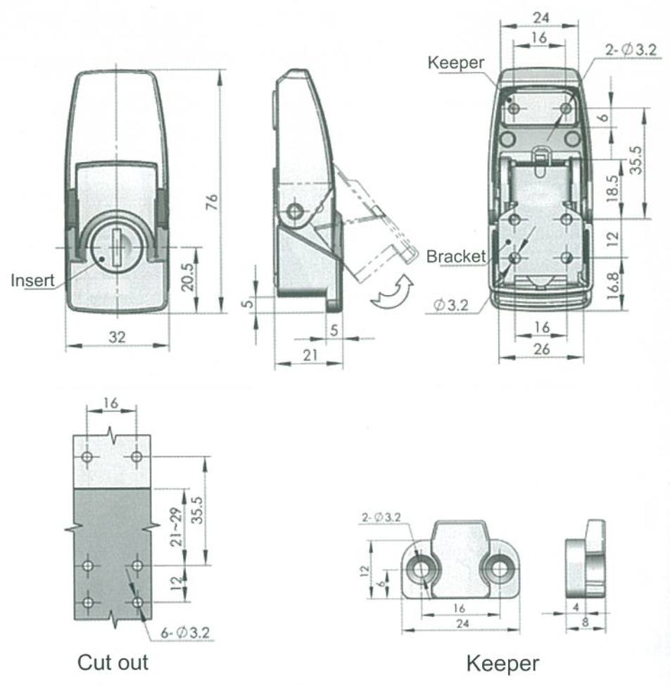 Key Lockable Toggle Latch - Small