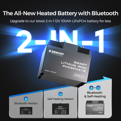 RENOGY PRO 12V 100A Smart Lithium Iron Phosphate Battery w/Self-Heating + Bluetooth