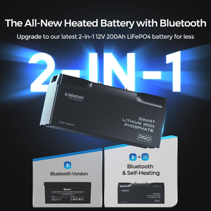RENOGY PRO 12V 200A Smart Lithium Iron Phosphate Battery w/Self-Heating + Bluetooth