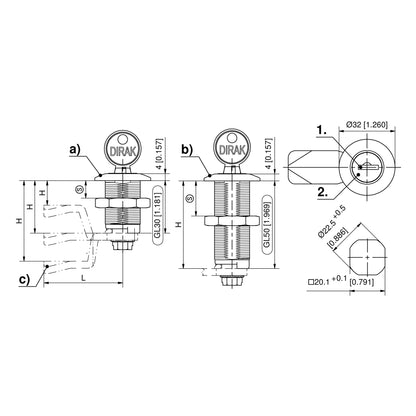 Dirak Quarter Turn - 30mm Housing