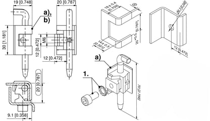 Dirak Corner Hinge (180° Degree) - Stainless Steel