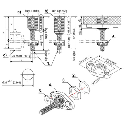 Dirak Flush-mounted Adjustable Compression Latch - Stainless Steel